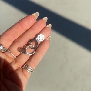 Silver smiley face huggies